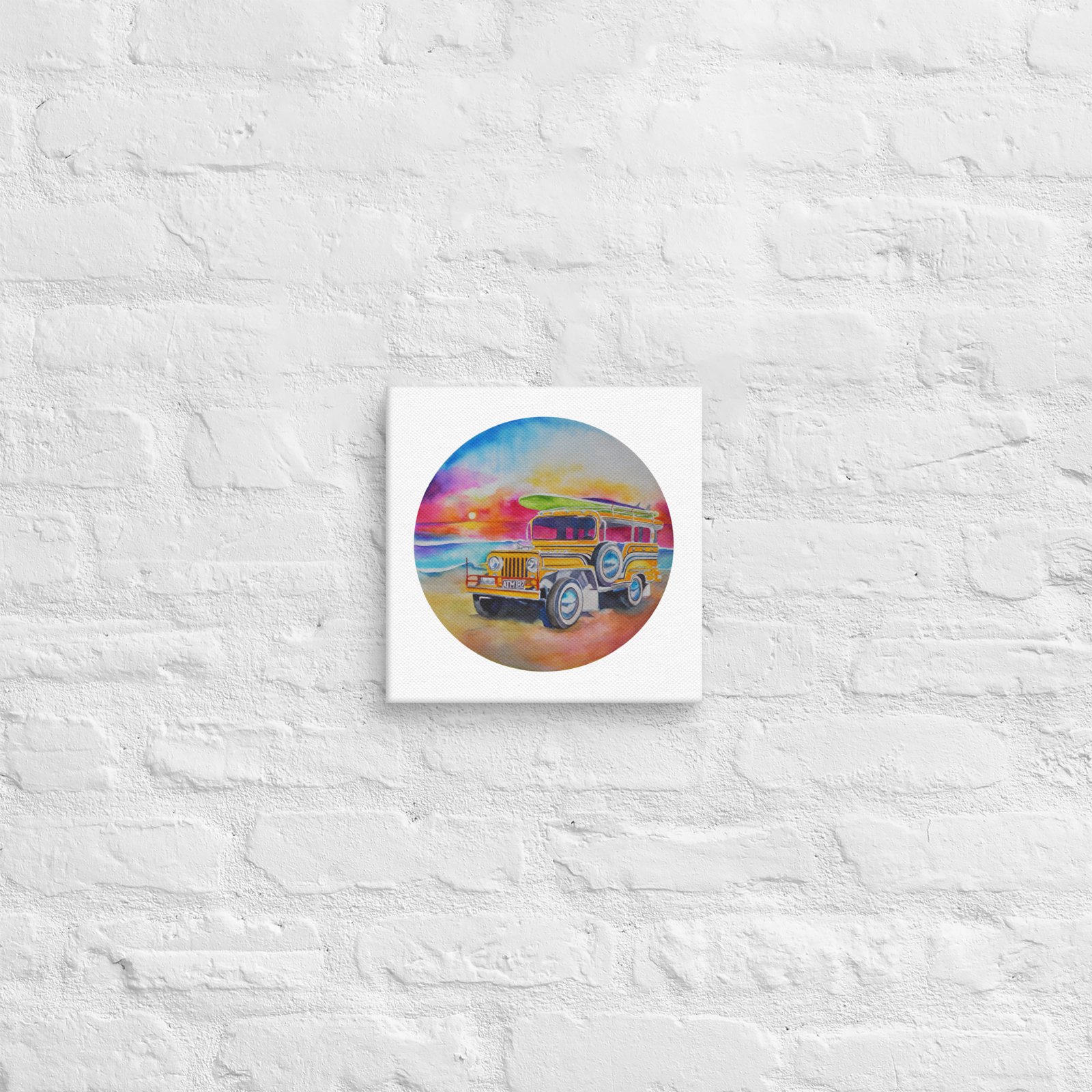 Jeepney by the Beach Square Canvas Print - Image 2