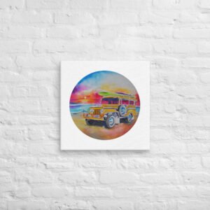 Jeepney by the Beach Square Canvas Print