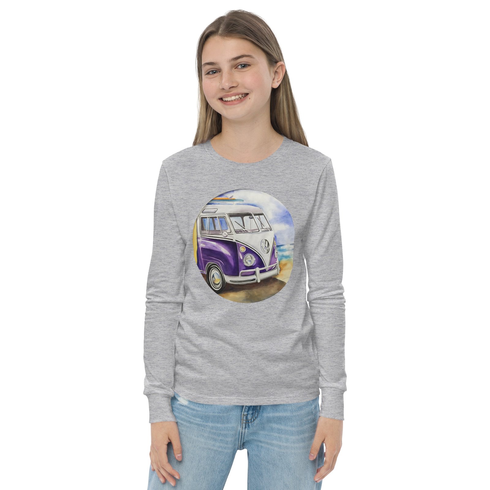 VW Ube Bulli Bus Kids Teens Longsleeve Tees - Image 14