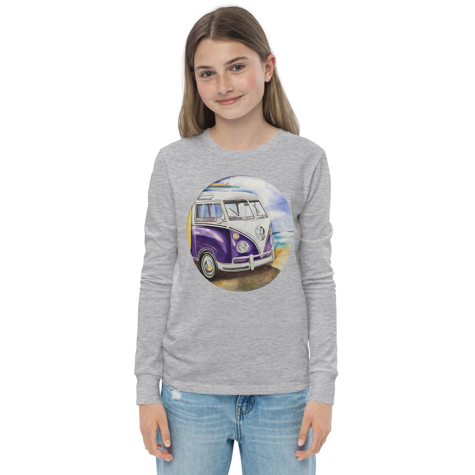 VW Ube Bulli Bus Kids Teens Longsleeve Tees - Image 13