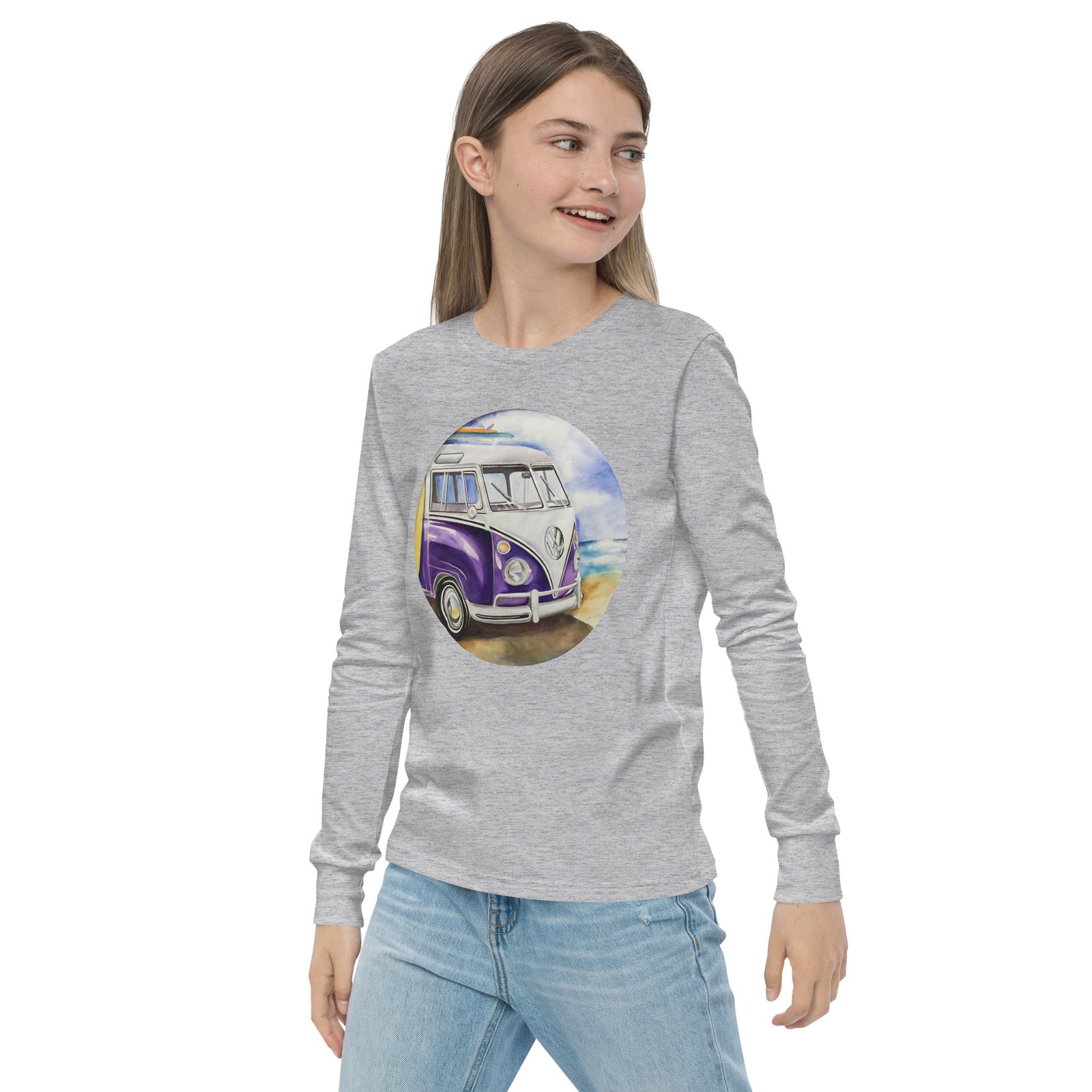 VW Ube Bulli Bus Kids Teens Longsleeve Tees - Image 15