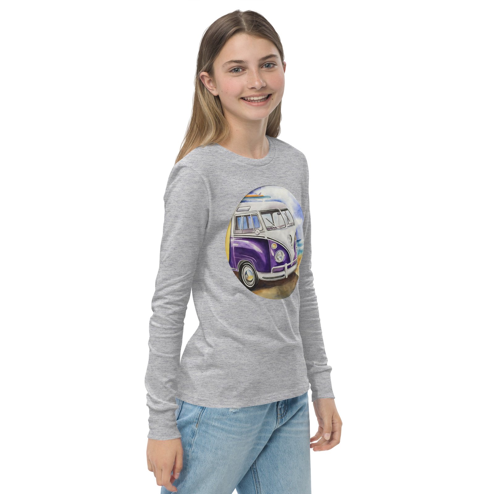 VW Ube Bulli Bus Kids Teens Longsleeve Tees - Image 16