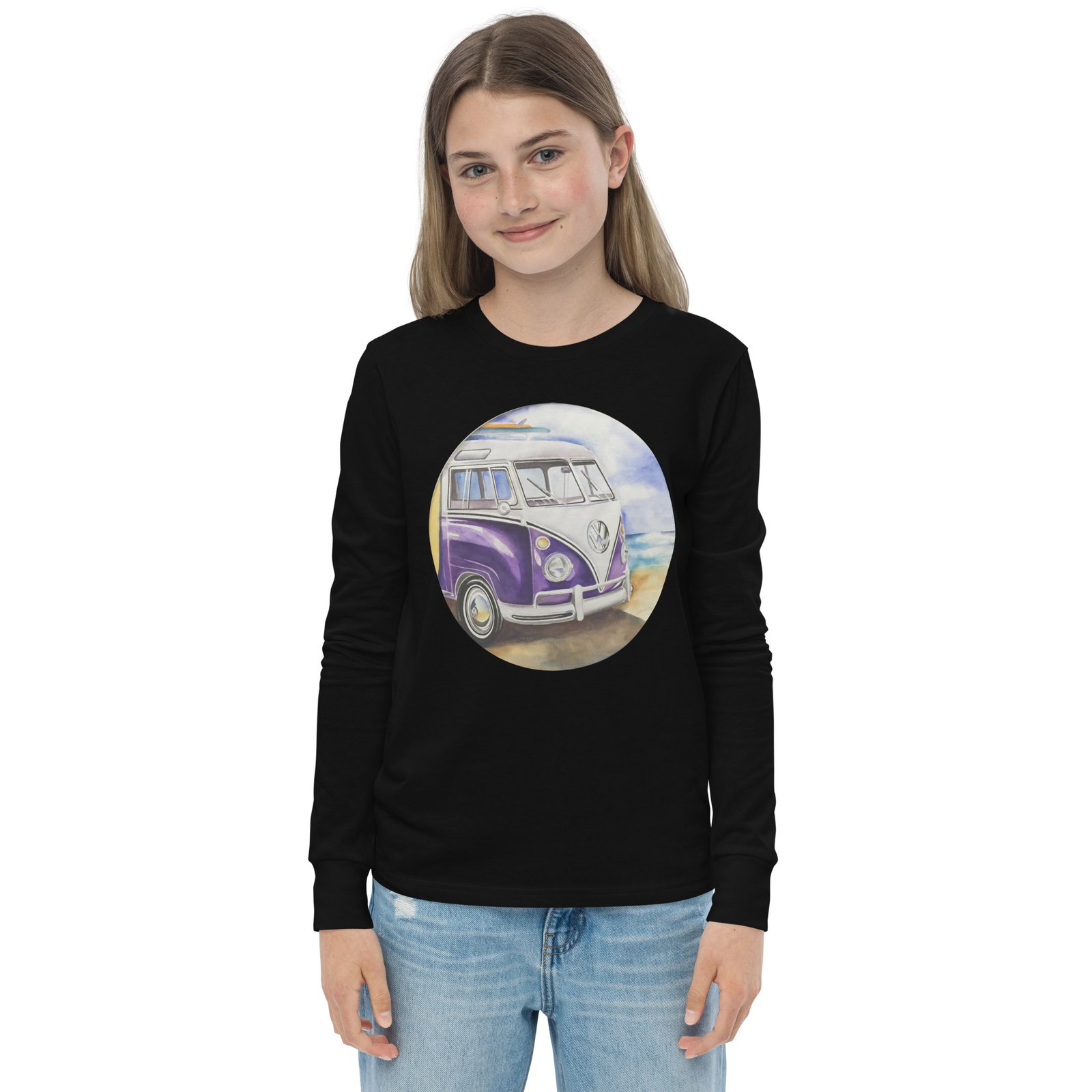 VW Ube Bulli Bus Kids Teens Longsleeve Tees