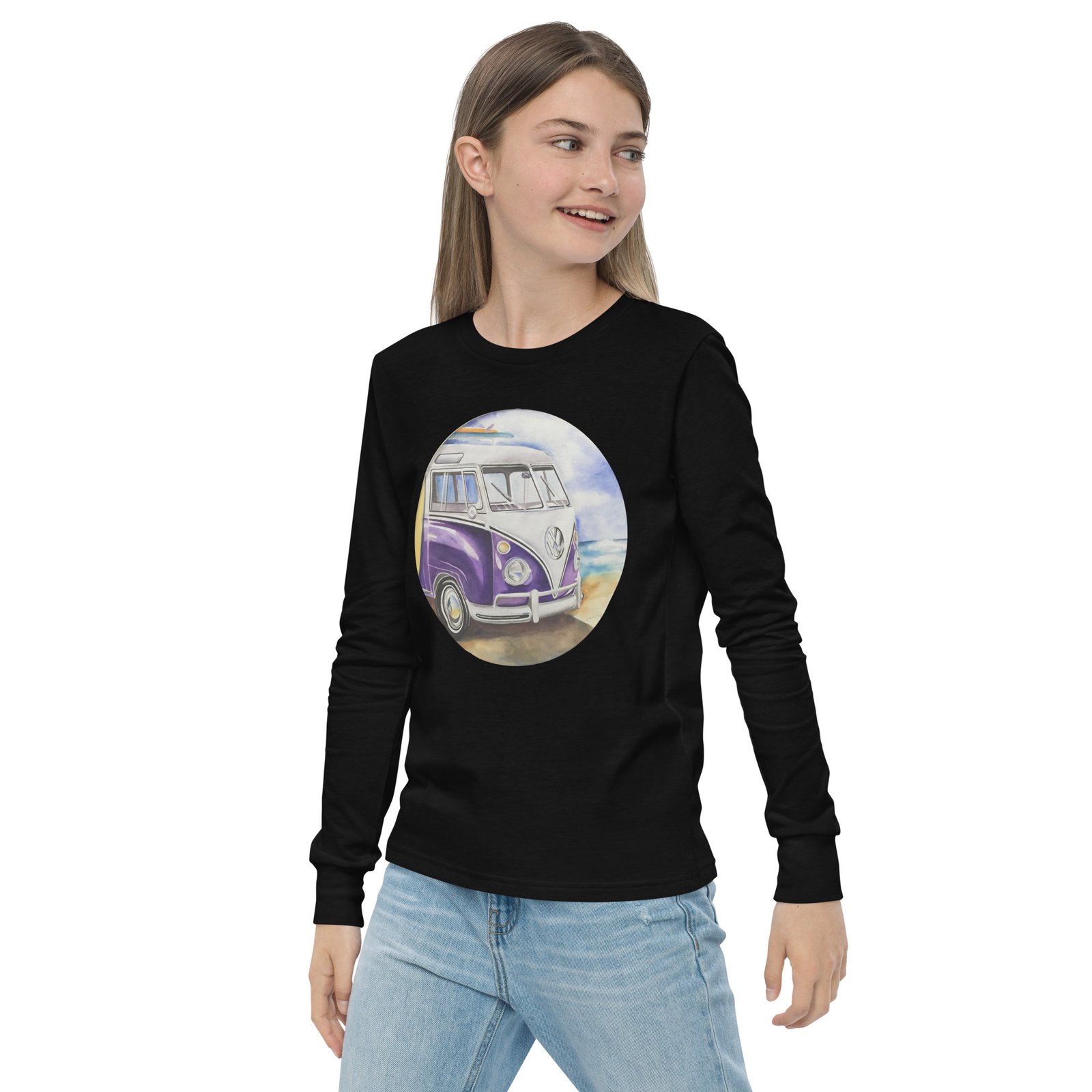 VW Ube Bulli Bus Kids Teens Longsleeve Tees - Image 3