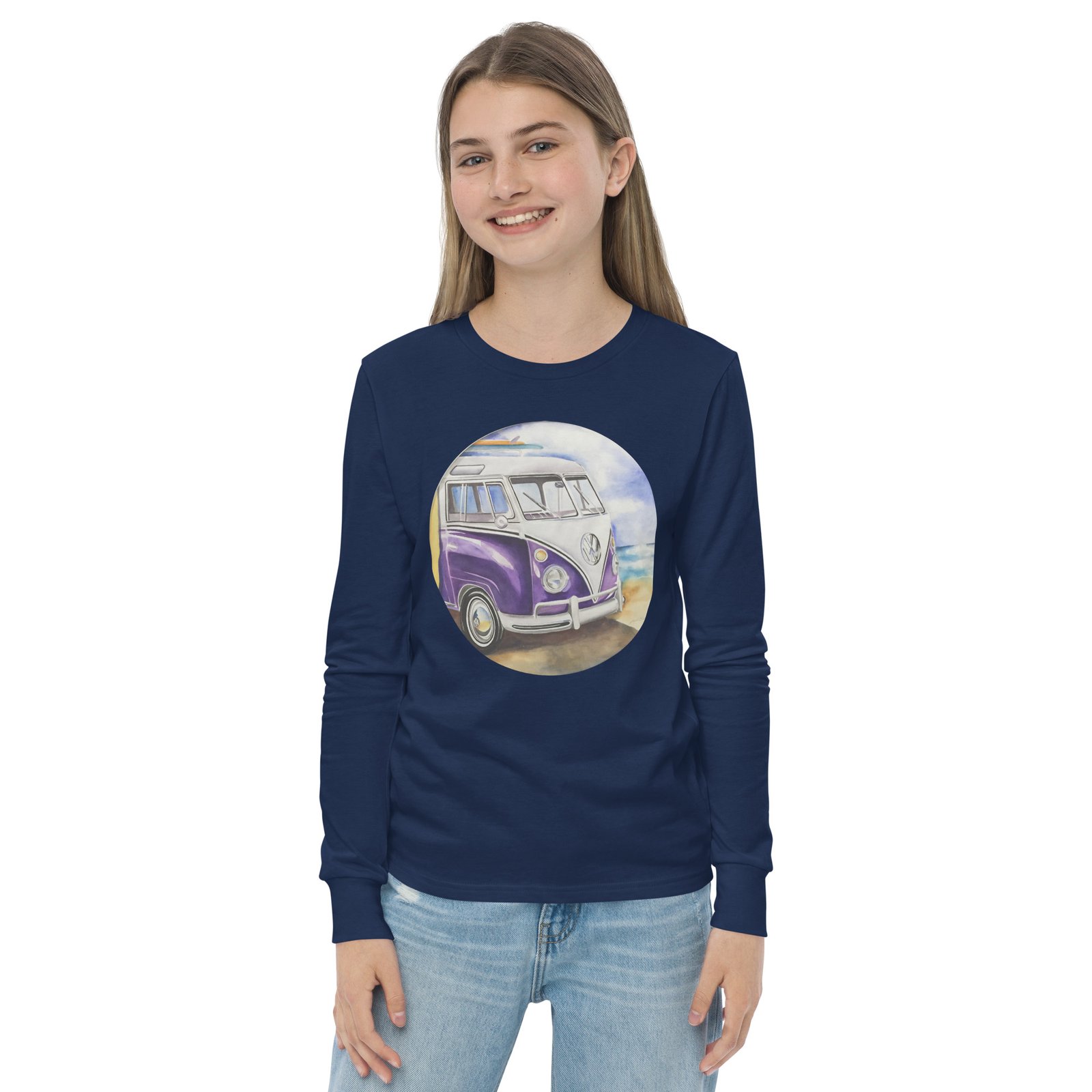 VW Ube Bulli Bus Kids Teens Longsleeve Tees - Image 6
