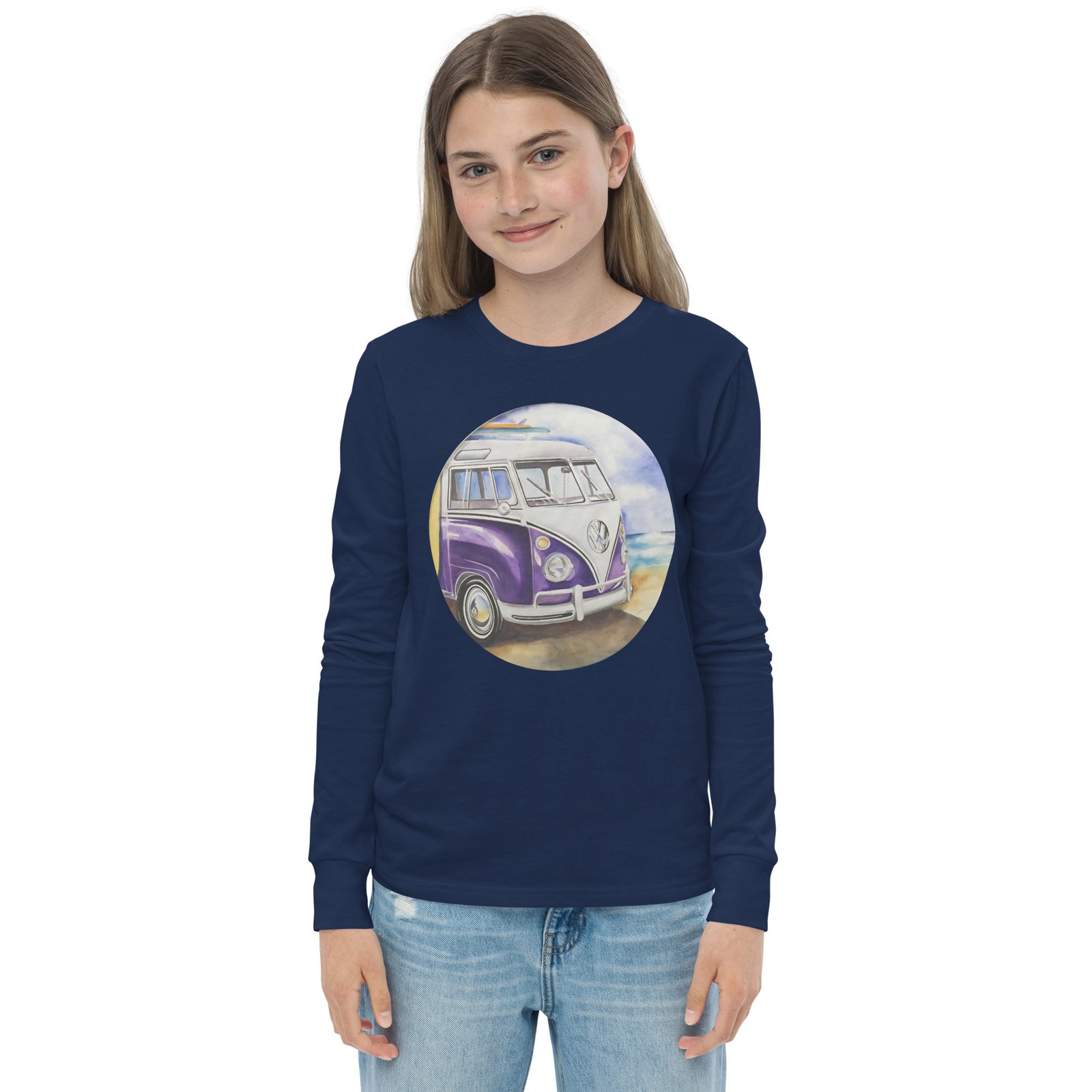VW Ube Bulli Bus Kids Teens Longsleeve Tees - Image 5