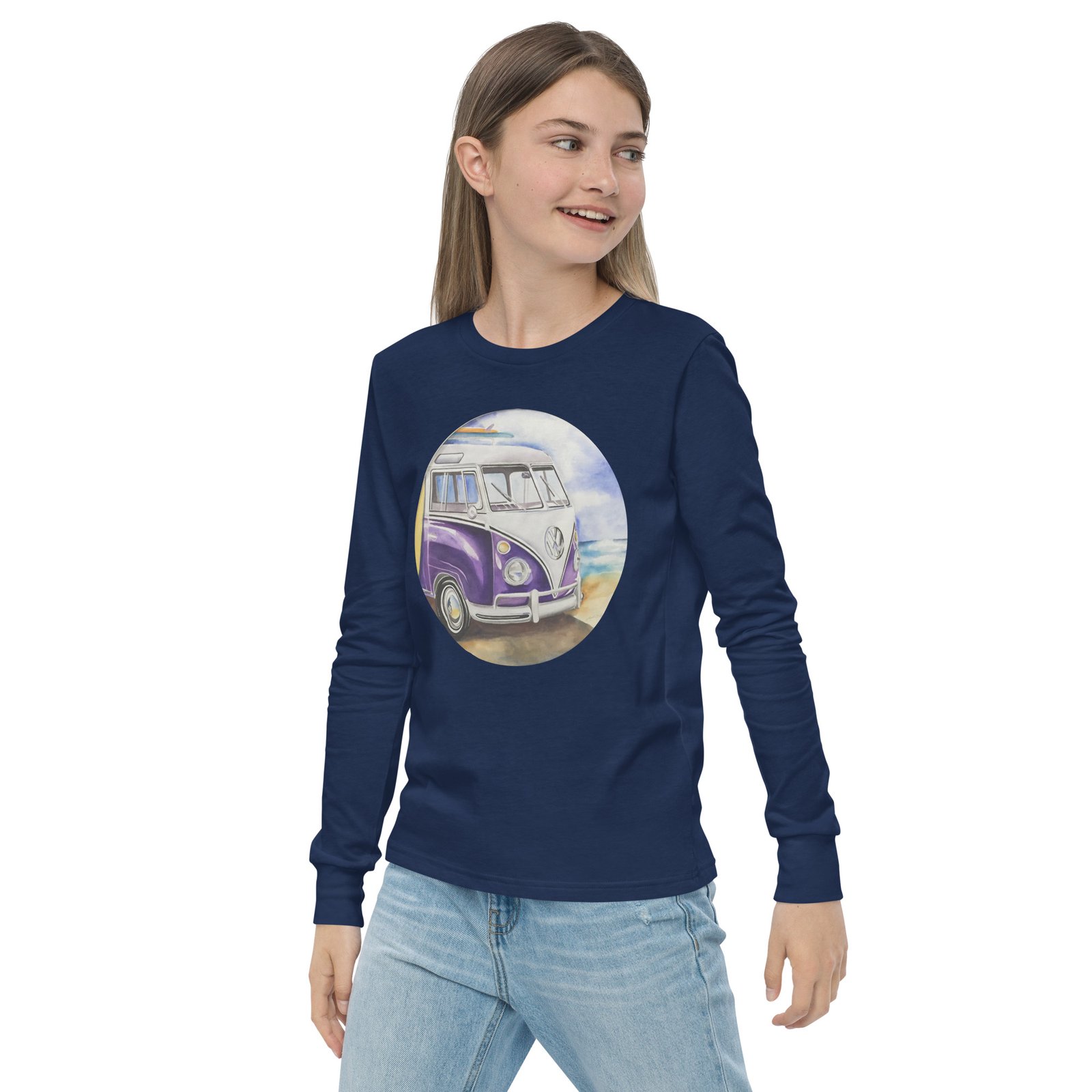 VW Ube Bulli Bus Kids Teens Longsleeve Tees - Image 7