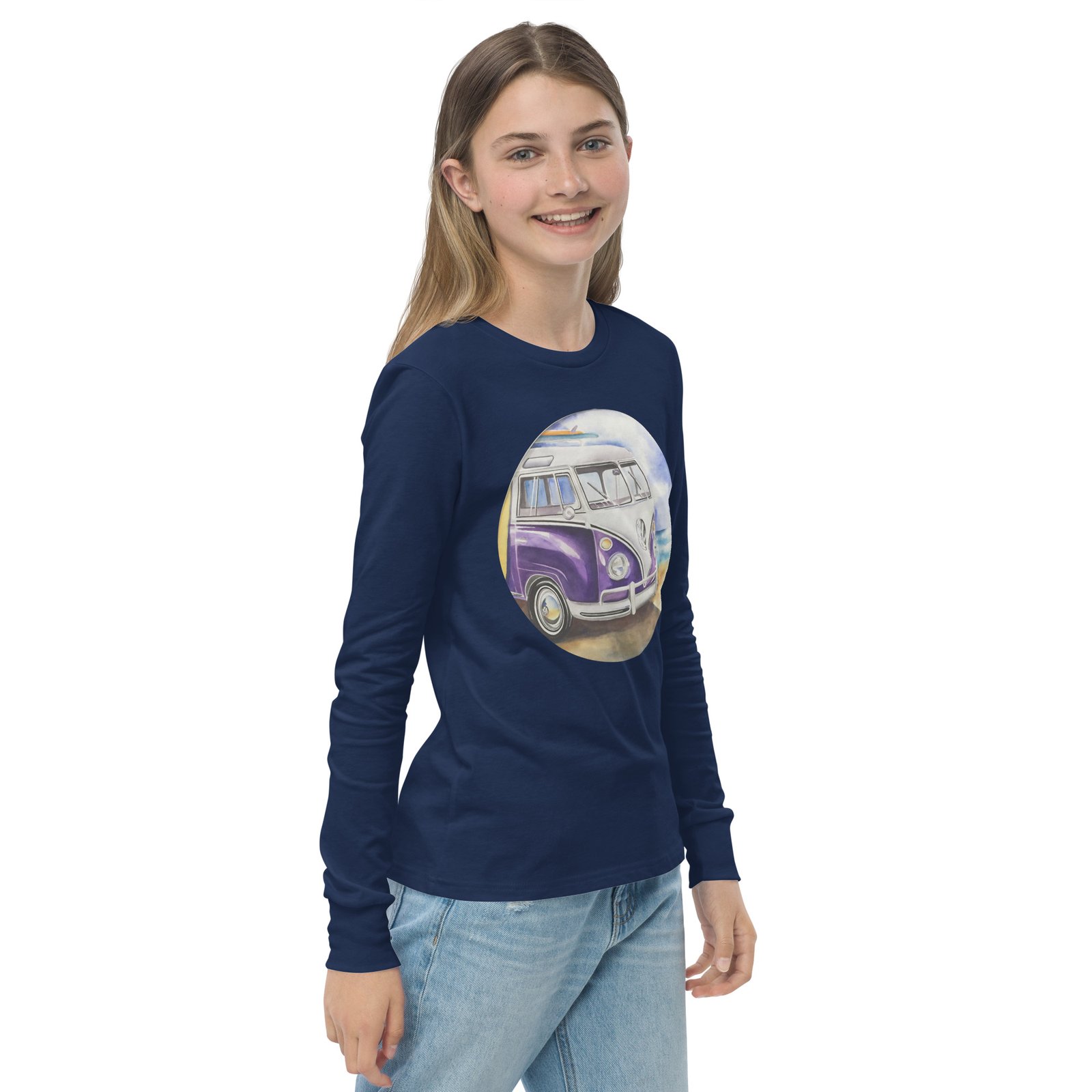 VW Ube Bulli Bus Kids Teens Longsleeve Tees - Image 8