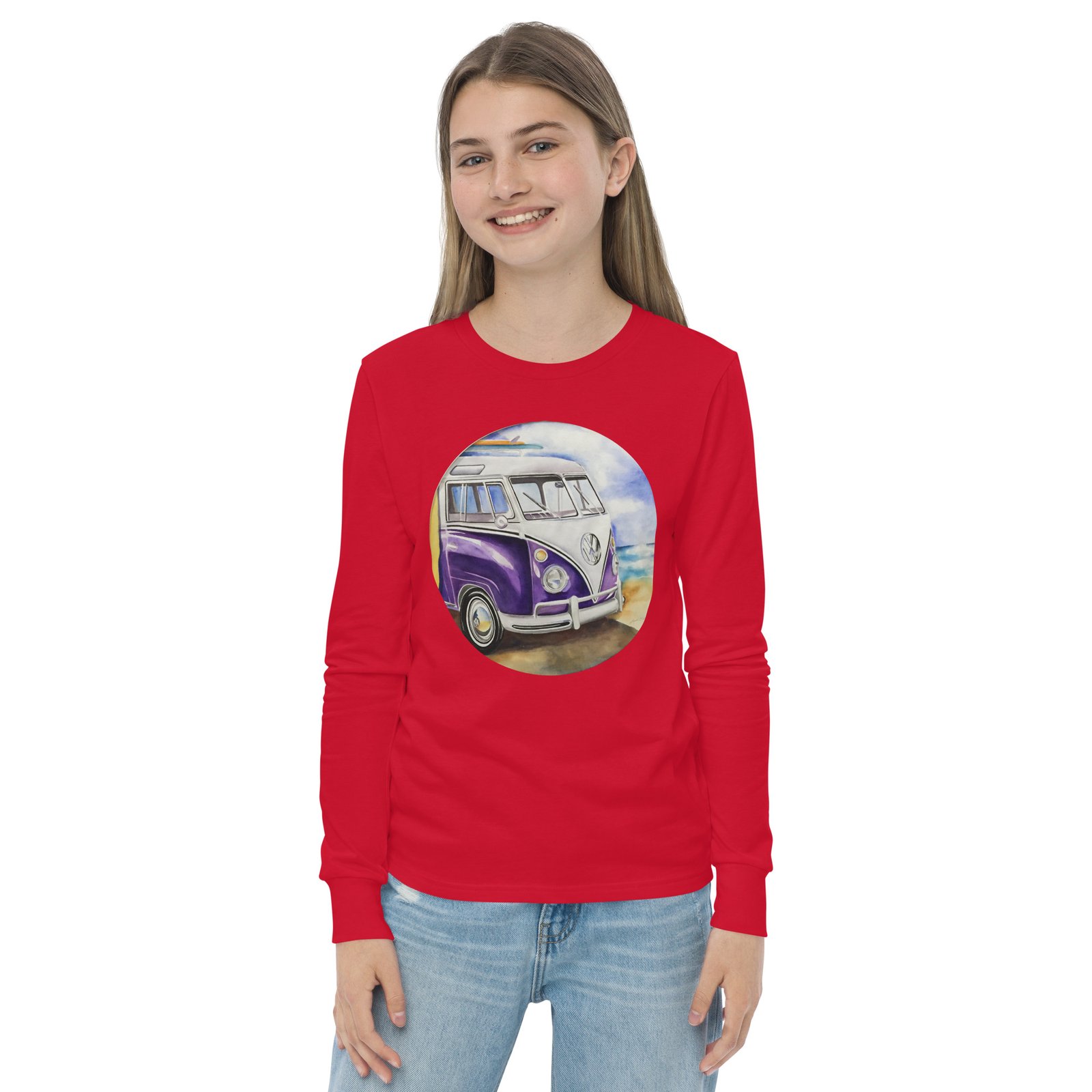 VW Ube Bulli Bus Kids Teens Longsleeve Tees - Image 10