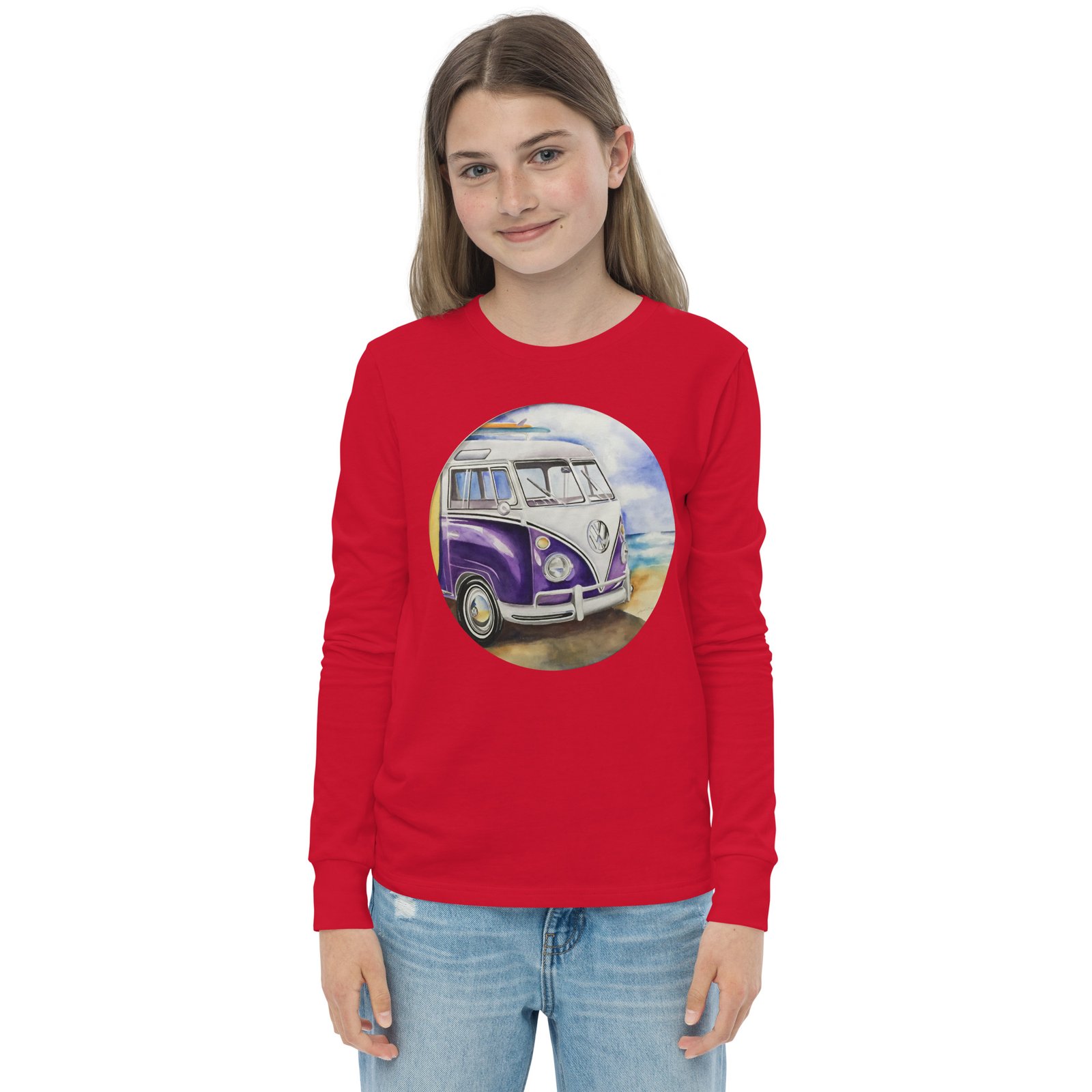 VW Ube Bulli Bus Kids Teens Longsleeve Tees - Image 9