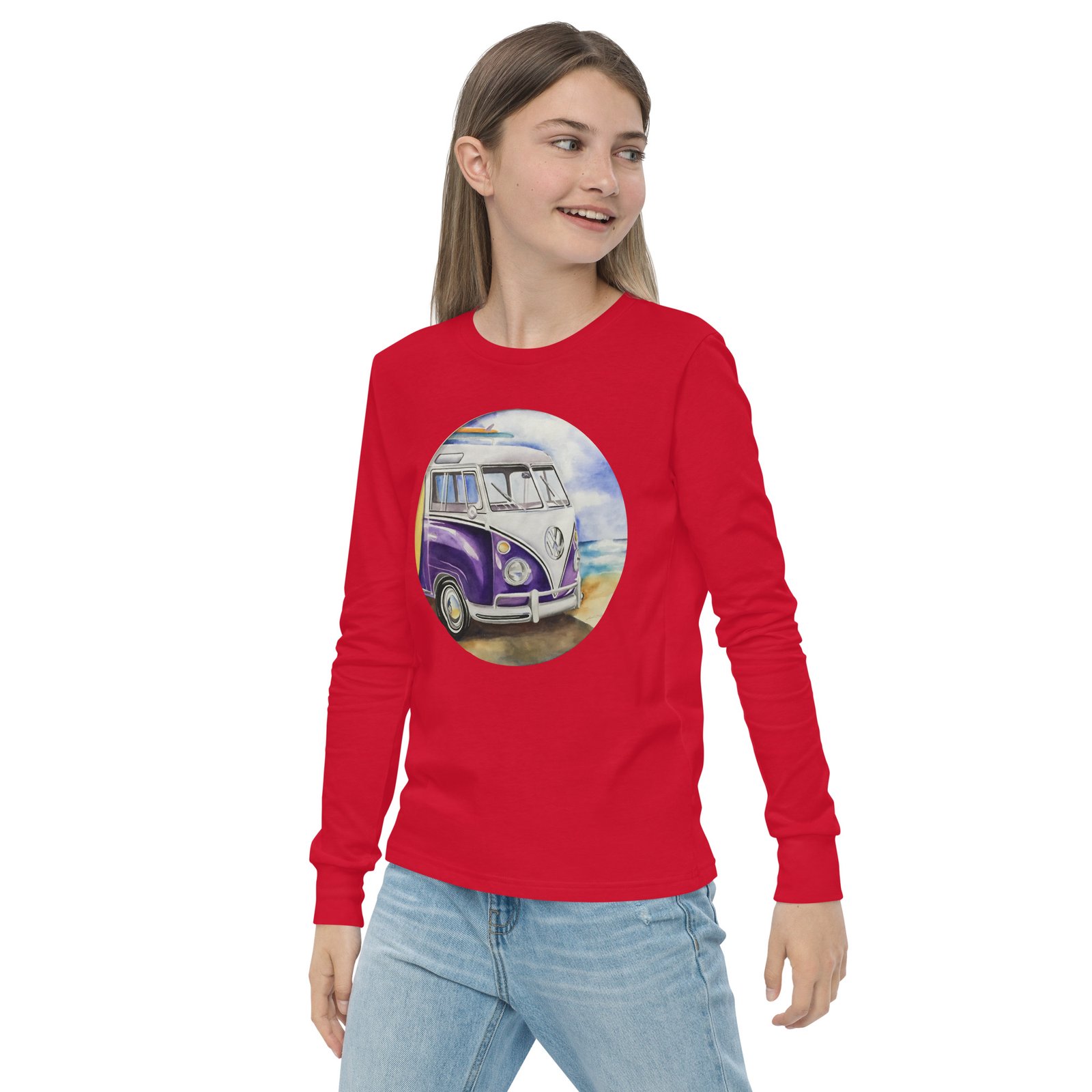 VW Ube Bulli Bus Kids Teens Longsleeve Tees - Image 11