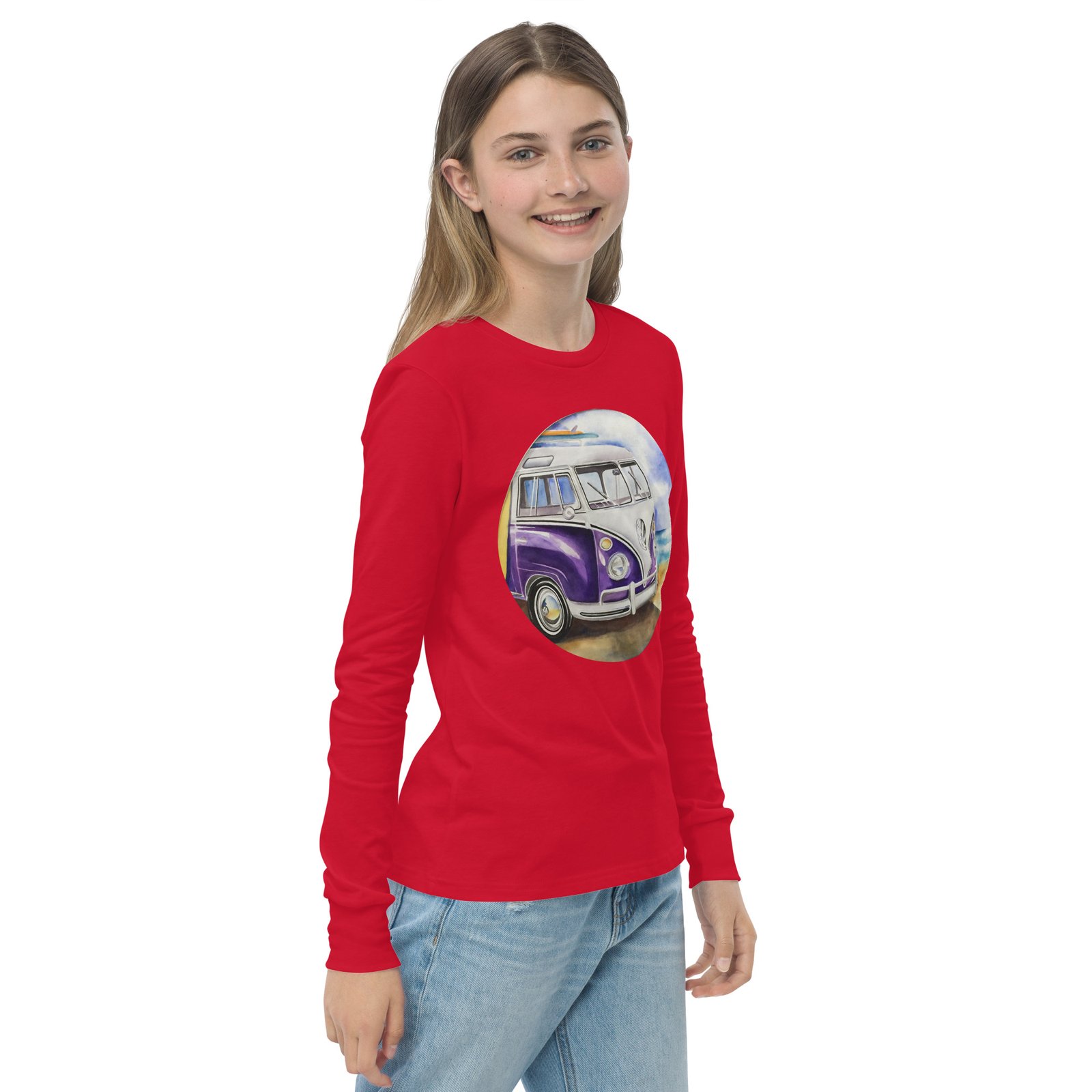 VW Ube Bulli Bus Kids Teens Longsleeve Tees - Image 12